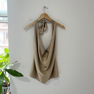 Ramy Brook Gold Silk Halter Tank Size XS